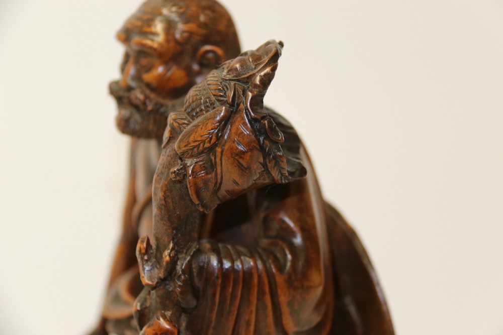 A fine Japanese Meiji period carved hardwood Okimono   View XI