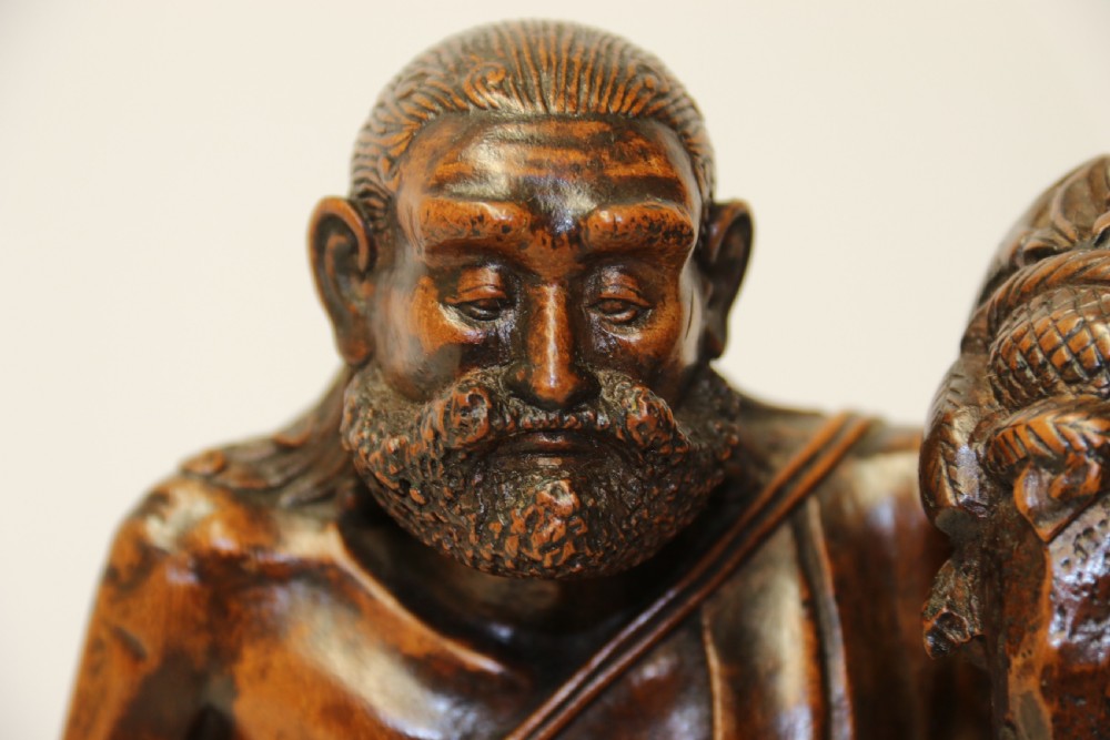 A fine Japanese Meiji period carved hardwood Okimono   View XIX