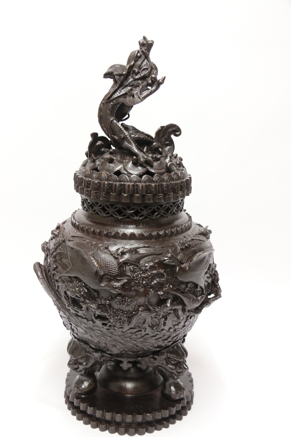 A large and impressive Japanese Meiji period bronze censer