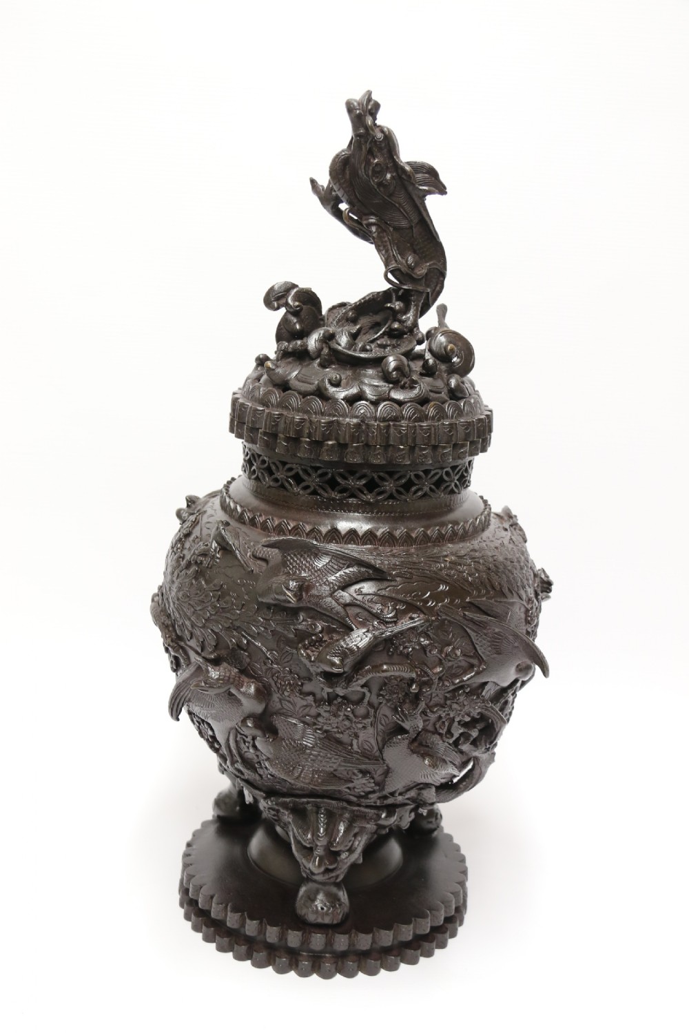A large and impressive Japanese Meiji period bronze censer View II