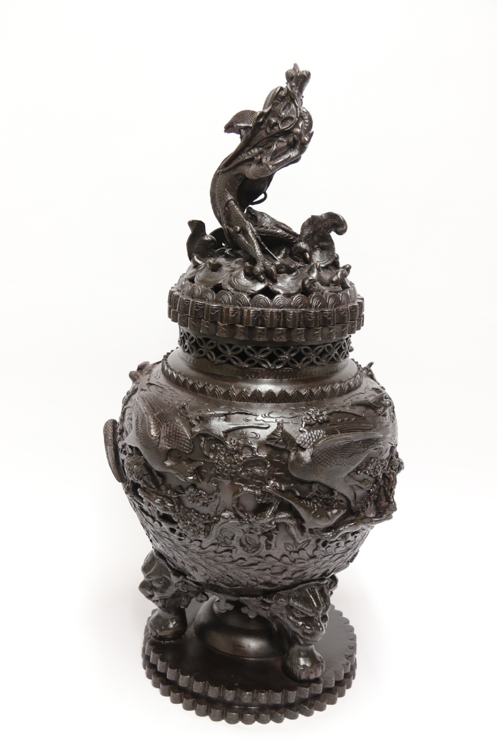 A large and impressive Japanese Meiji period bronze censer View V