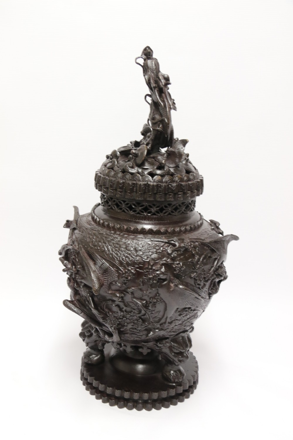 A large and impressive Japanese Meiji period bronze censer View X