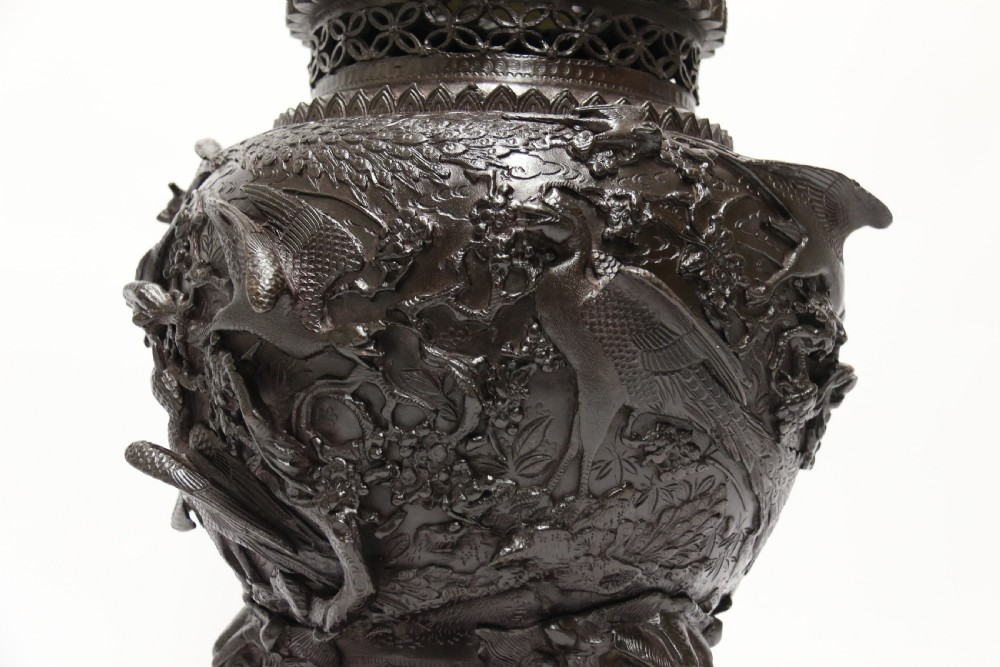 A large and impressive Japanese Meiji period bronze censer View XIX