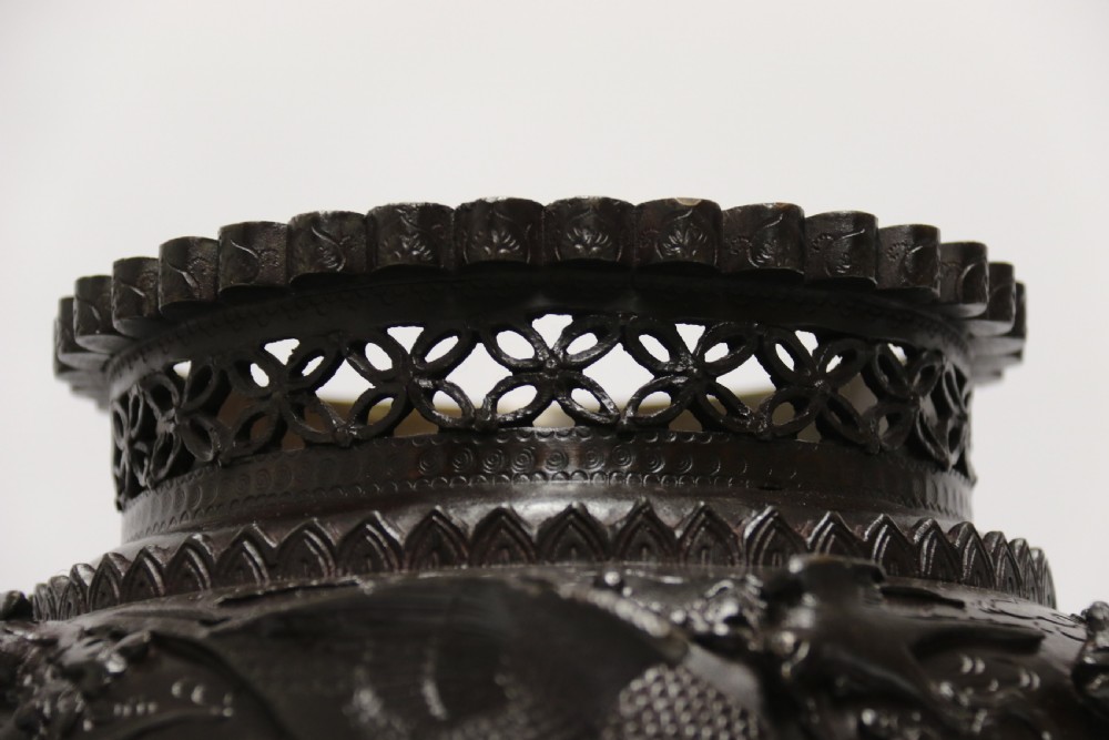 A large and impressive Japanese Meiji period bronze censer View XXII