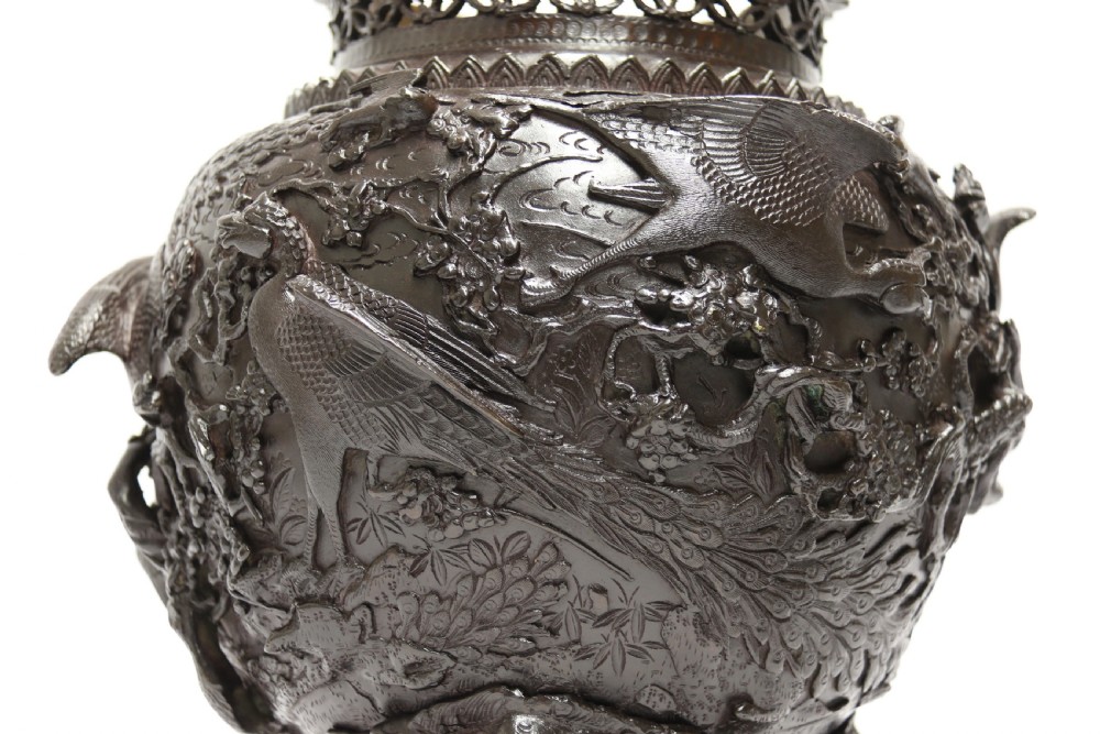 A large and impressive Japanese Meiji period bronze censer View XXVI