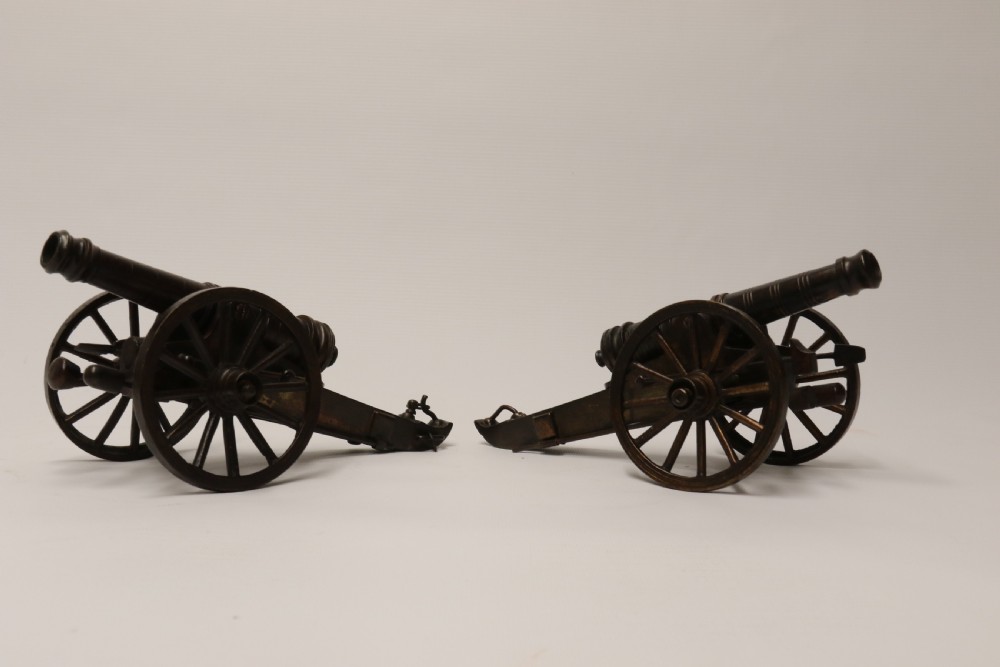 A rare pair of French mid 19th C bronze model cannons View IV