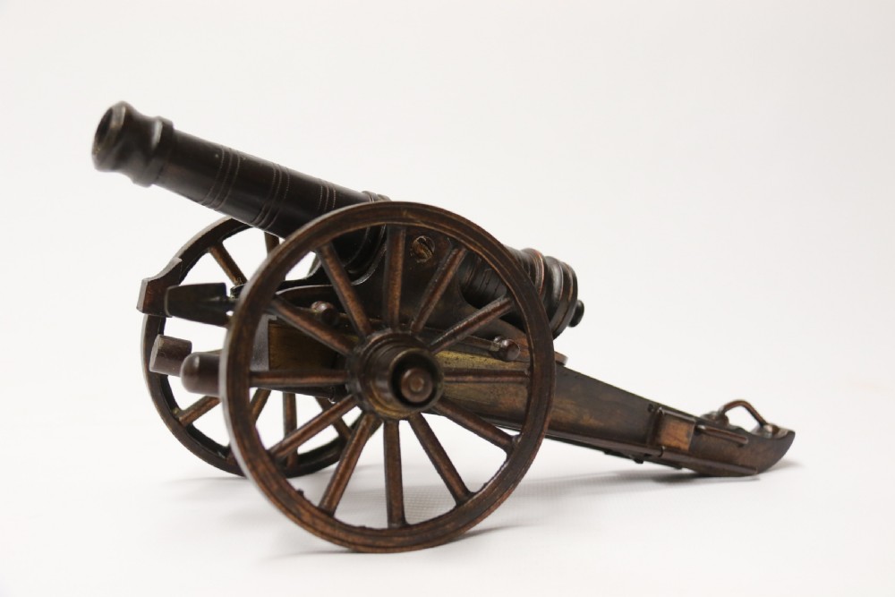 A rare pair of French mid 19th C bronze model cannons View V