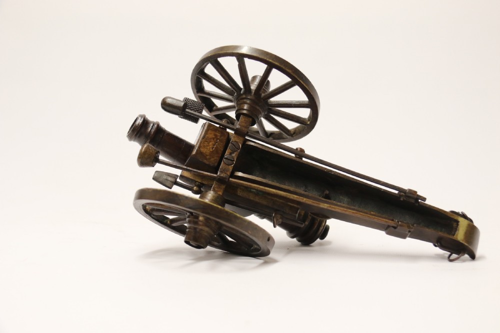 A rare pair of French mid 19th C bronze model cannons View VI
