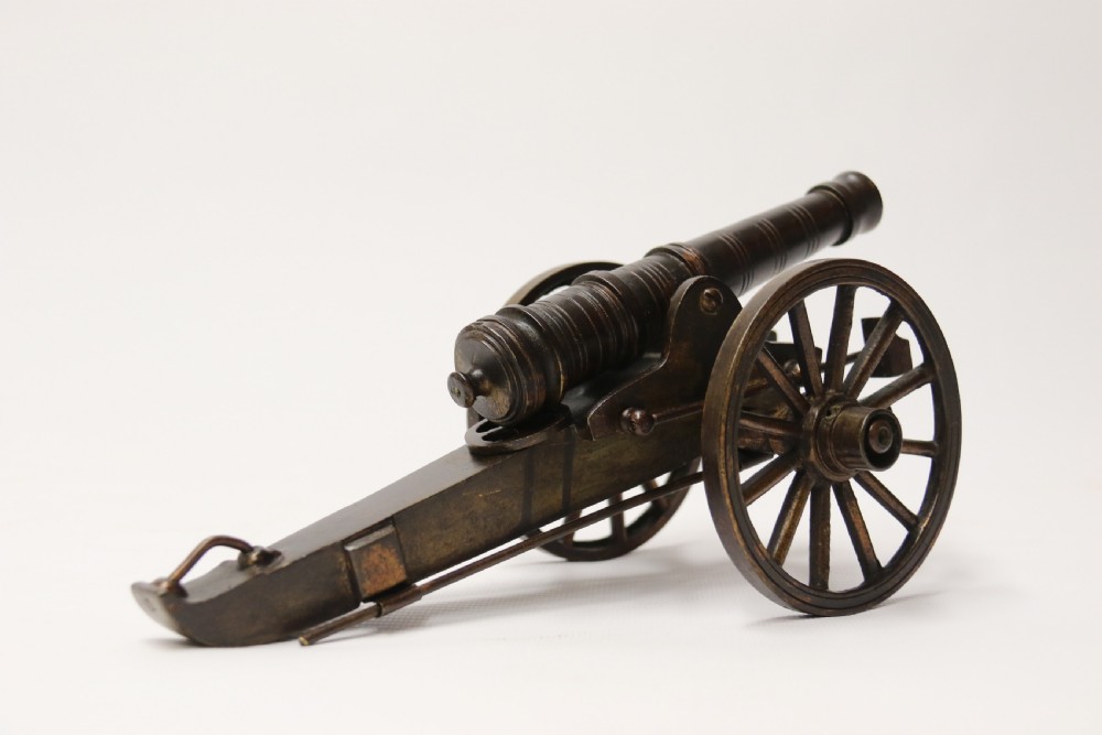 A rare pair of French mid 19th C bronze model cannons View IX
