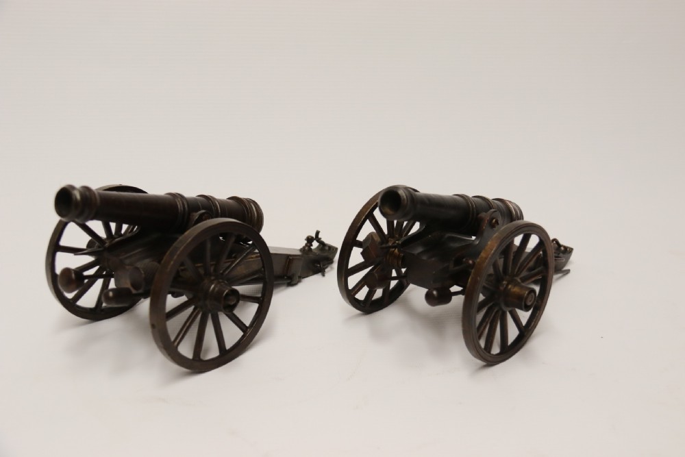 A rare pair of French mid 19th C bronze model cannons View XII