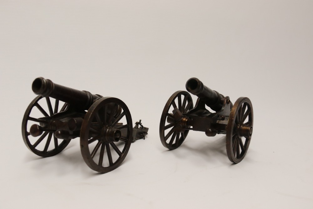 A rare pair of French mid 19th C bronze model cannons View XIII