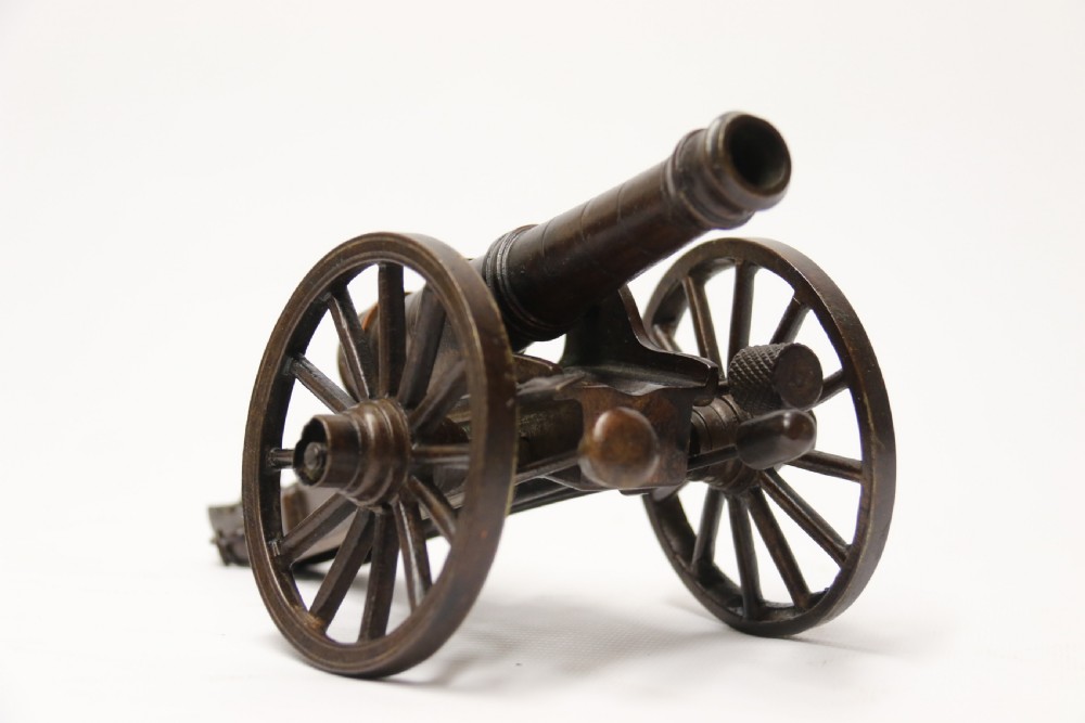 A rare pair of French mid 19th C bronze model cannons View XIV
