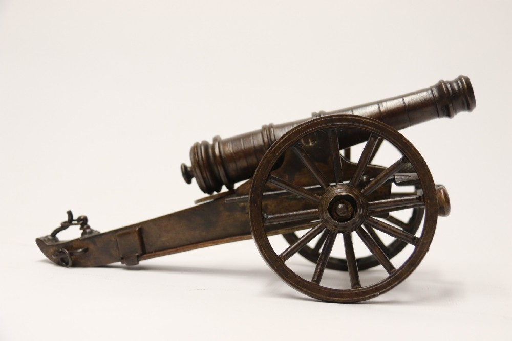 A rare pair of French mid 19th C bronze model cannons View XV