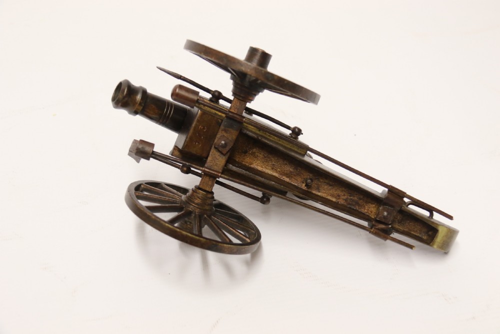 A rare pair of French mid 19th C bronze model cannons View XVI