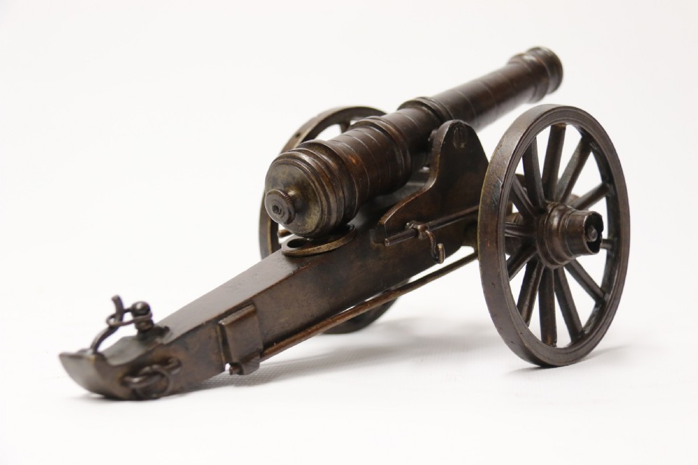 A rare pair of French mid 19th C bronze model cannons View XIX