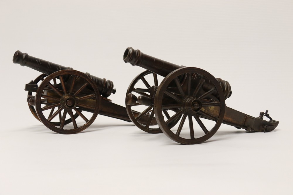 A rare pair of French mid 19th C bronze model cannons View XXI