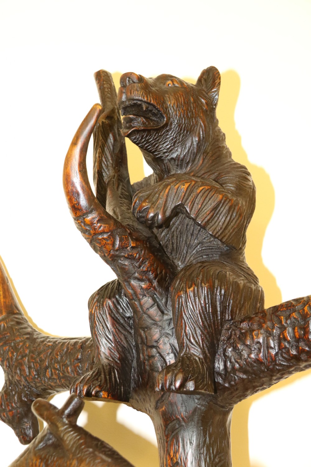 A highly decorative black forest carved wood bear hall stand  View IV