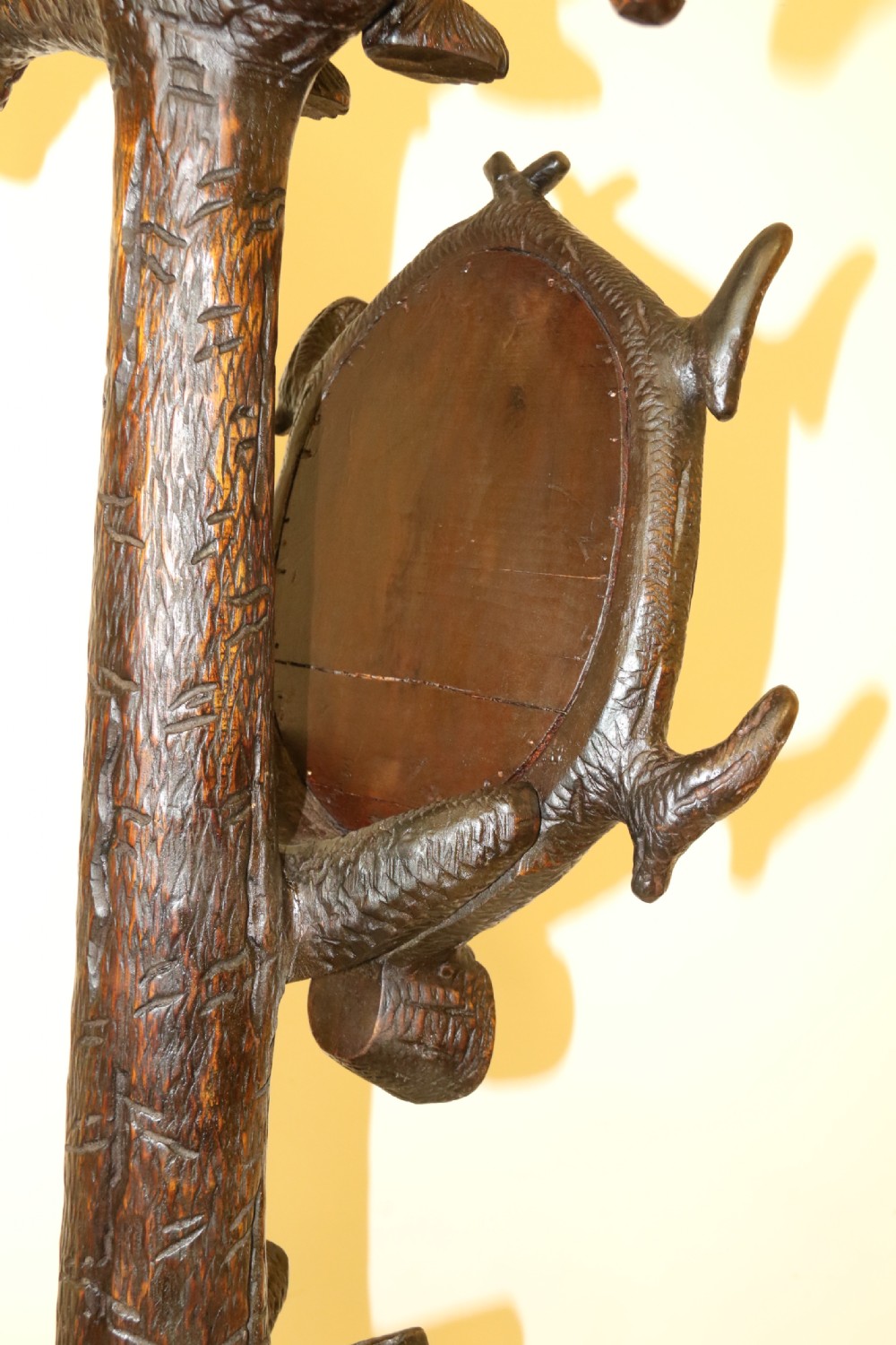 A highly decorative black forest carved wood bear hall stand  View X