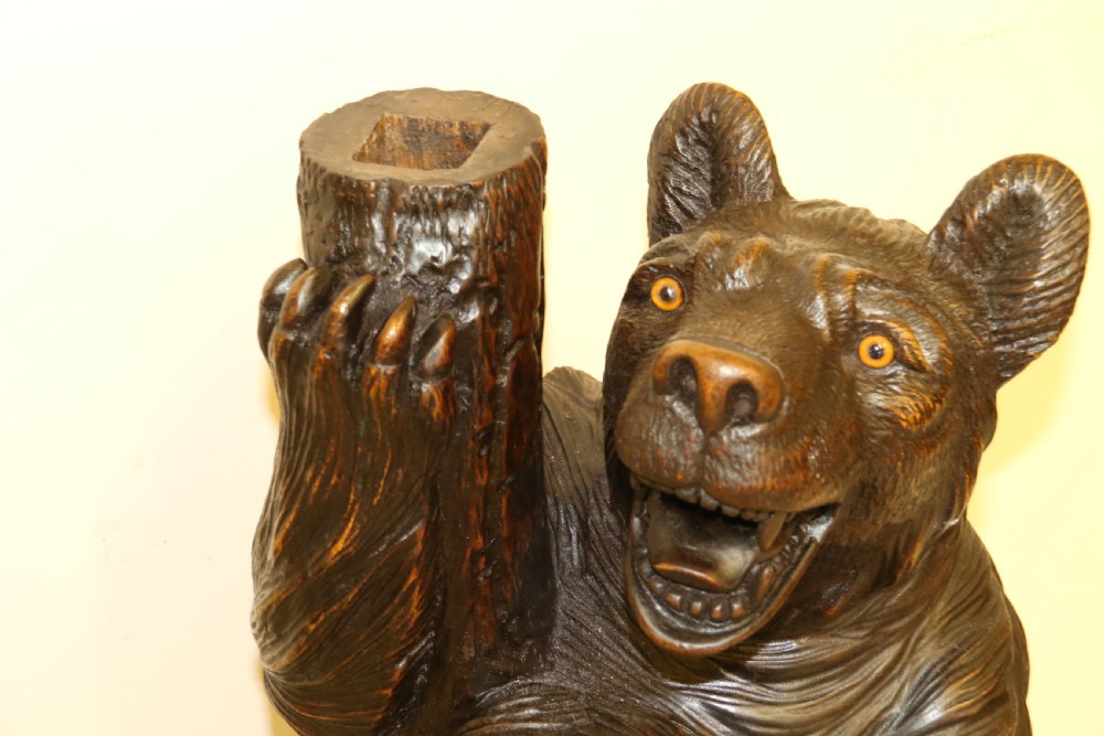 A highly decorative black forest carved wood bear hall stand  View XI