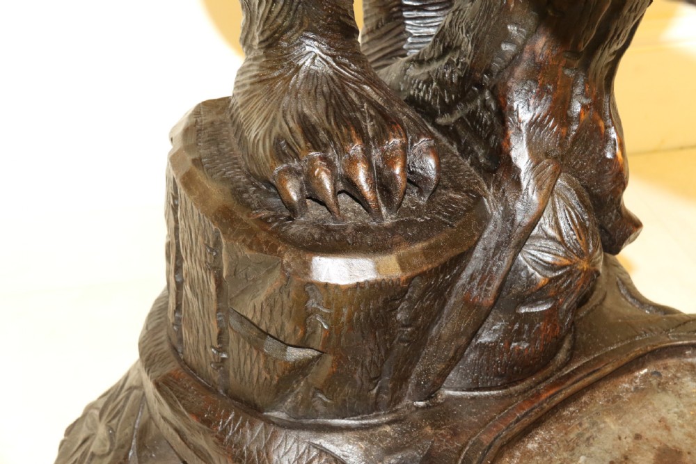 A highly decorative black forest carved wood bear hall stand  View XV