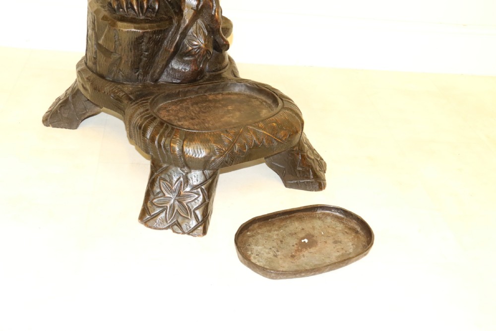 A highly decorative black forest carved wood bear hall stand  View XVII