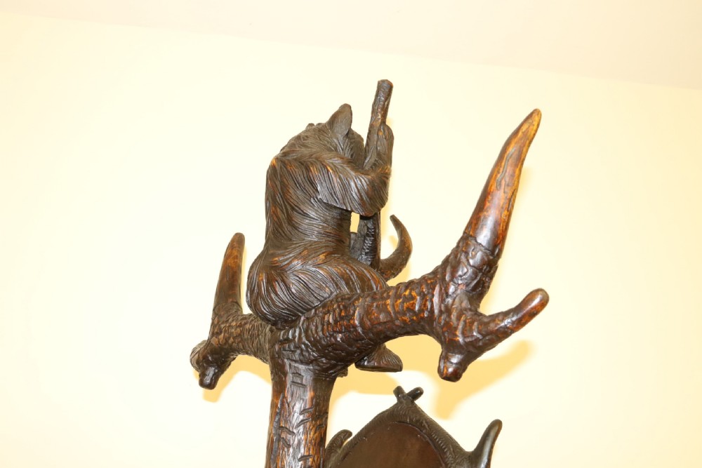 A highly decorative black forest carved wood bear hall stand  View XXII