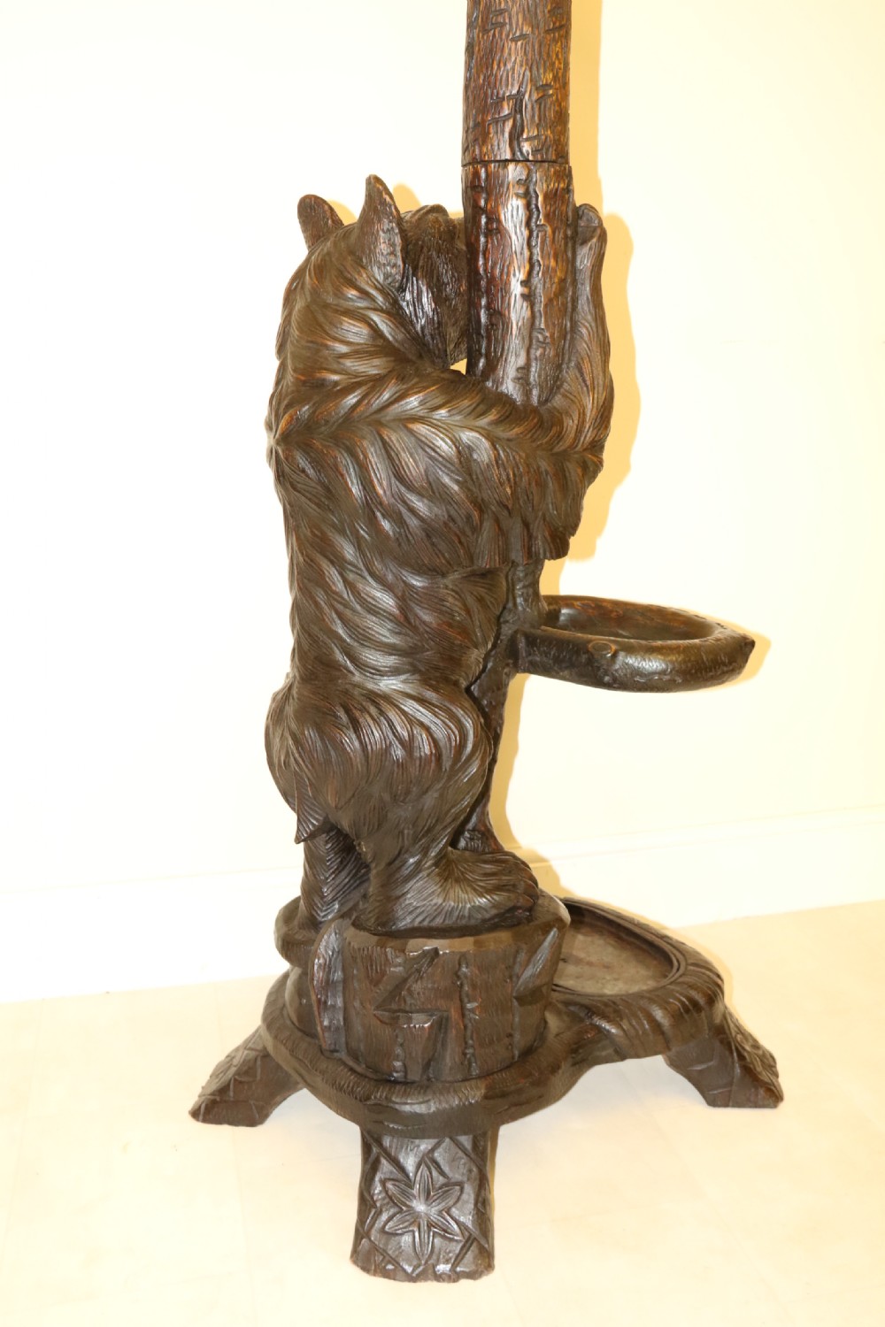 A highly decorative black forest carved wood bear hall stand  View XXIII
