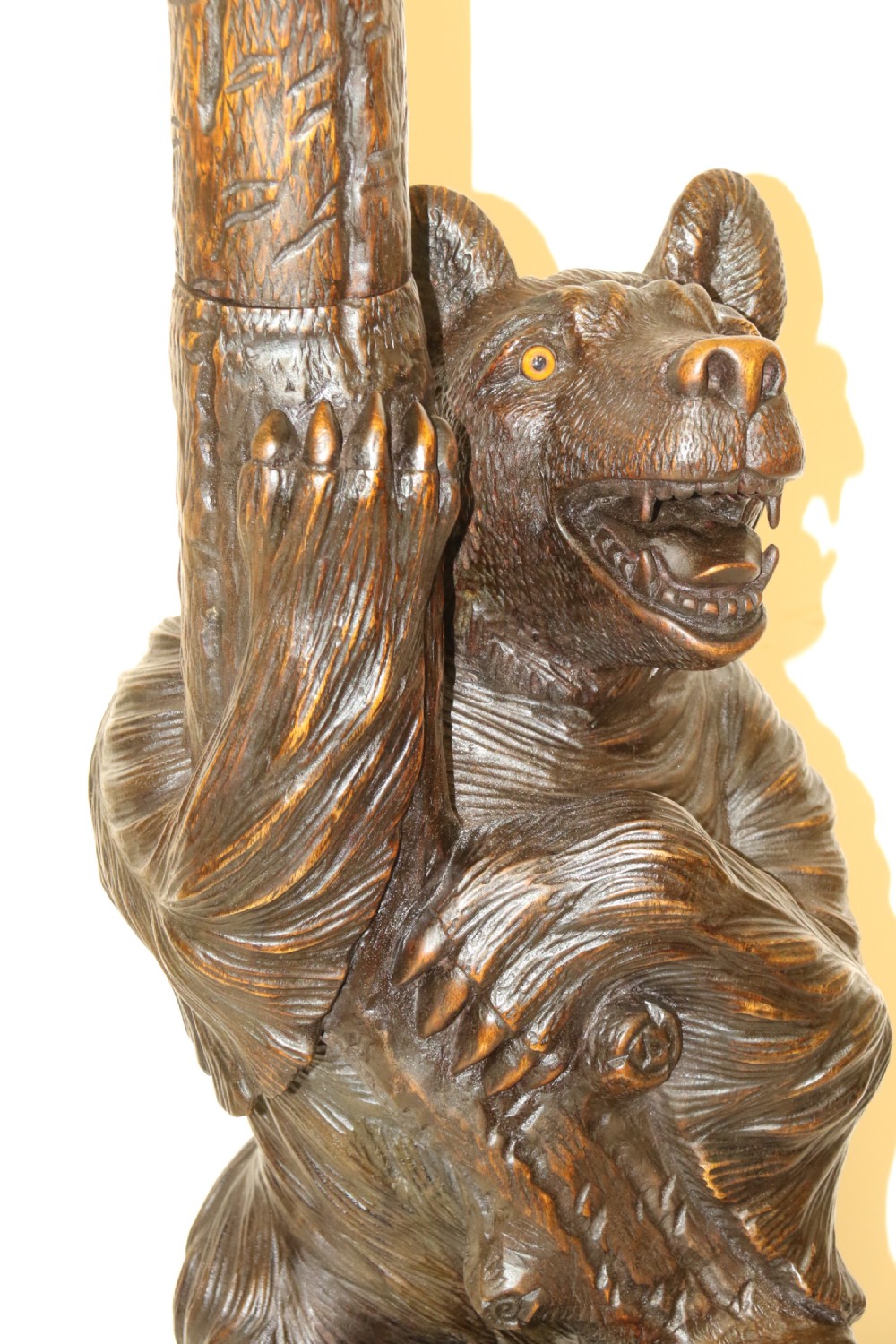 A highly decorative black forest carved wood bear hall stand  View XXIV
