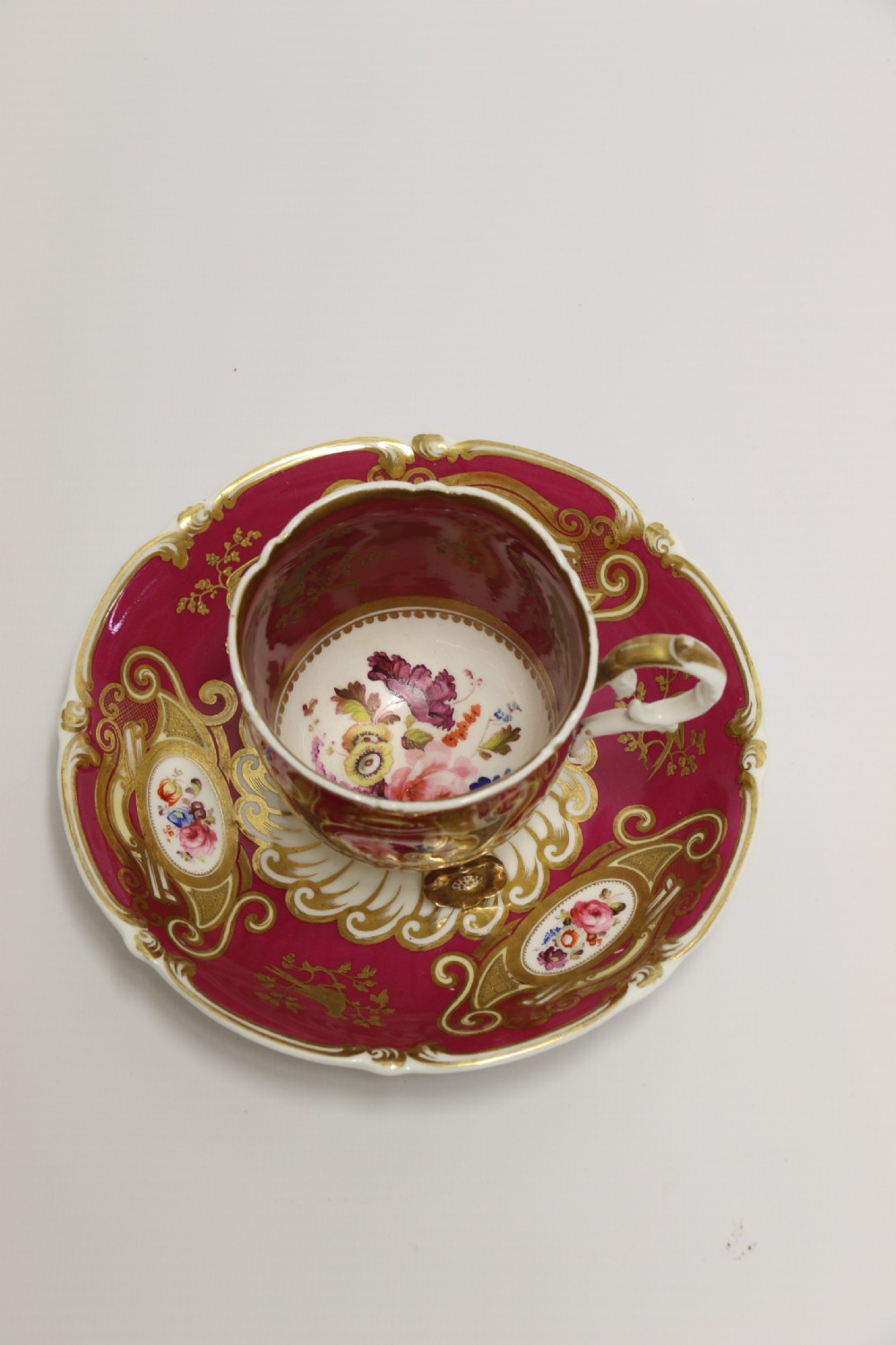 A very rare H And R Daniel porcelain cabinet cup and saucer. View IV