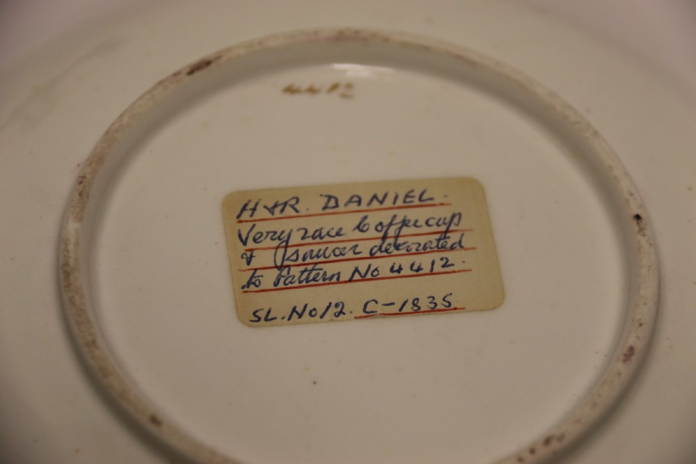 A very rare H And R Daniel porcelain cabinet cup and saucer. View X