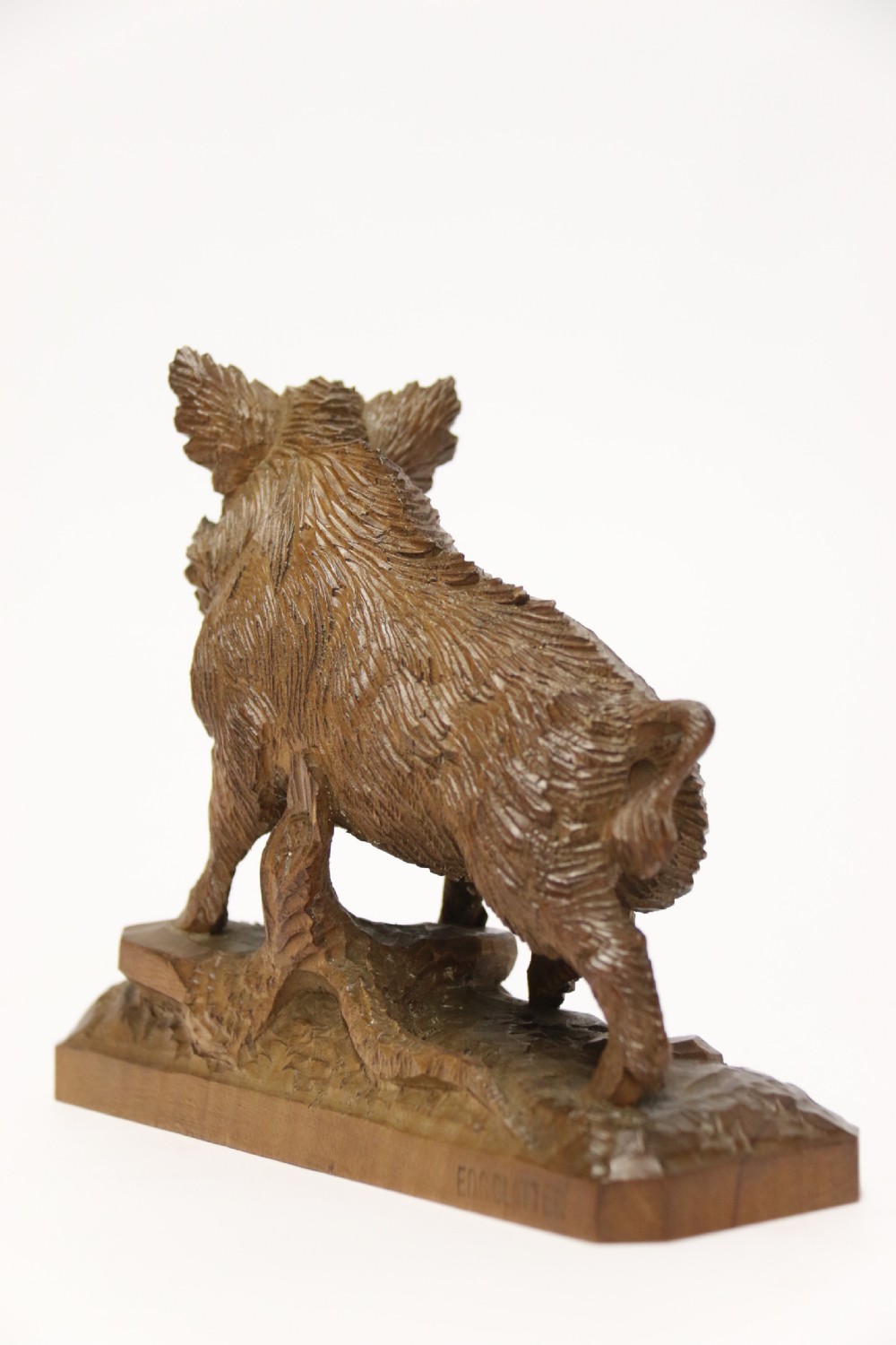 A fine Black Forest limewood carved study of a boar. View IX