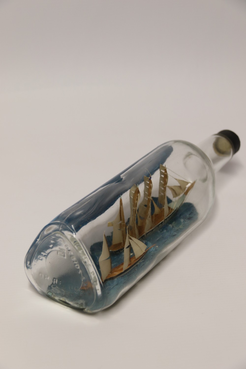 A fine folk art diorama with twin ships in a bottle, c 1930 View II