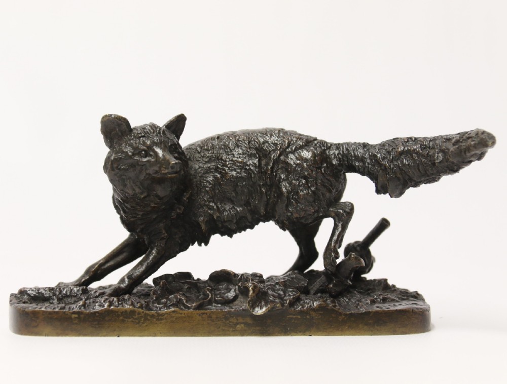 A bronze study of a fox by P J Mene