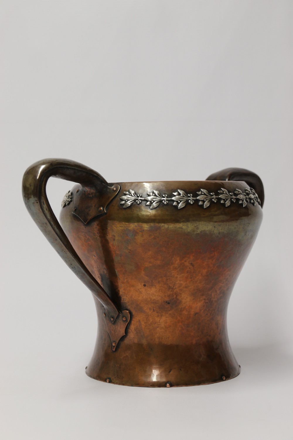 A fine copper and silver mounted Arts and Crafts vase by A E Jones View VI
