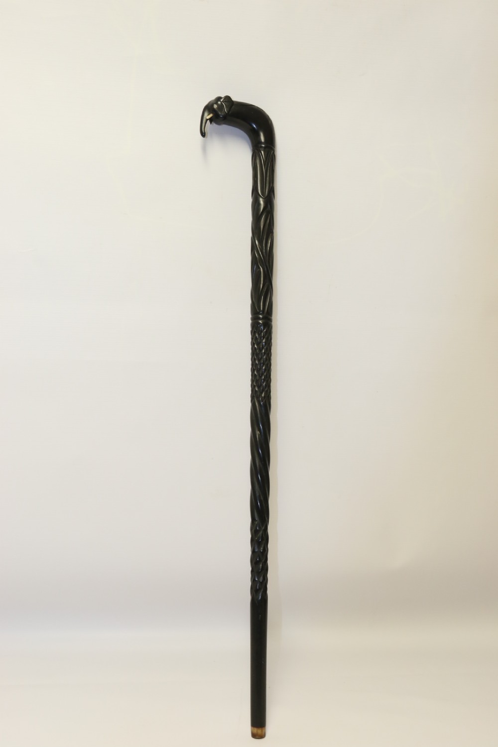 A decorative Raj period Indian carved ebony walking stick View IV