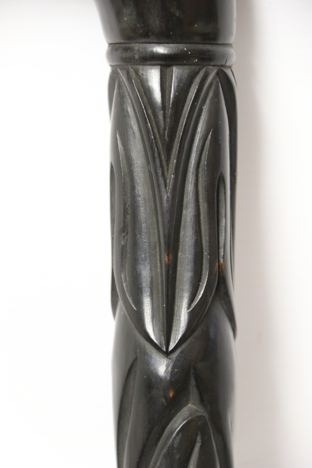 A decorative Raj period Indian carved ebony walking stick View V