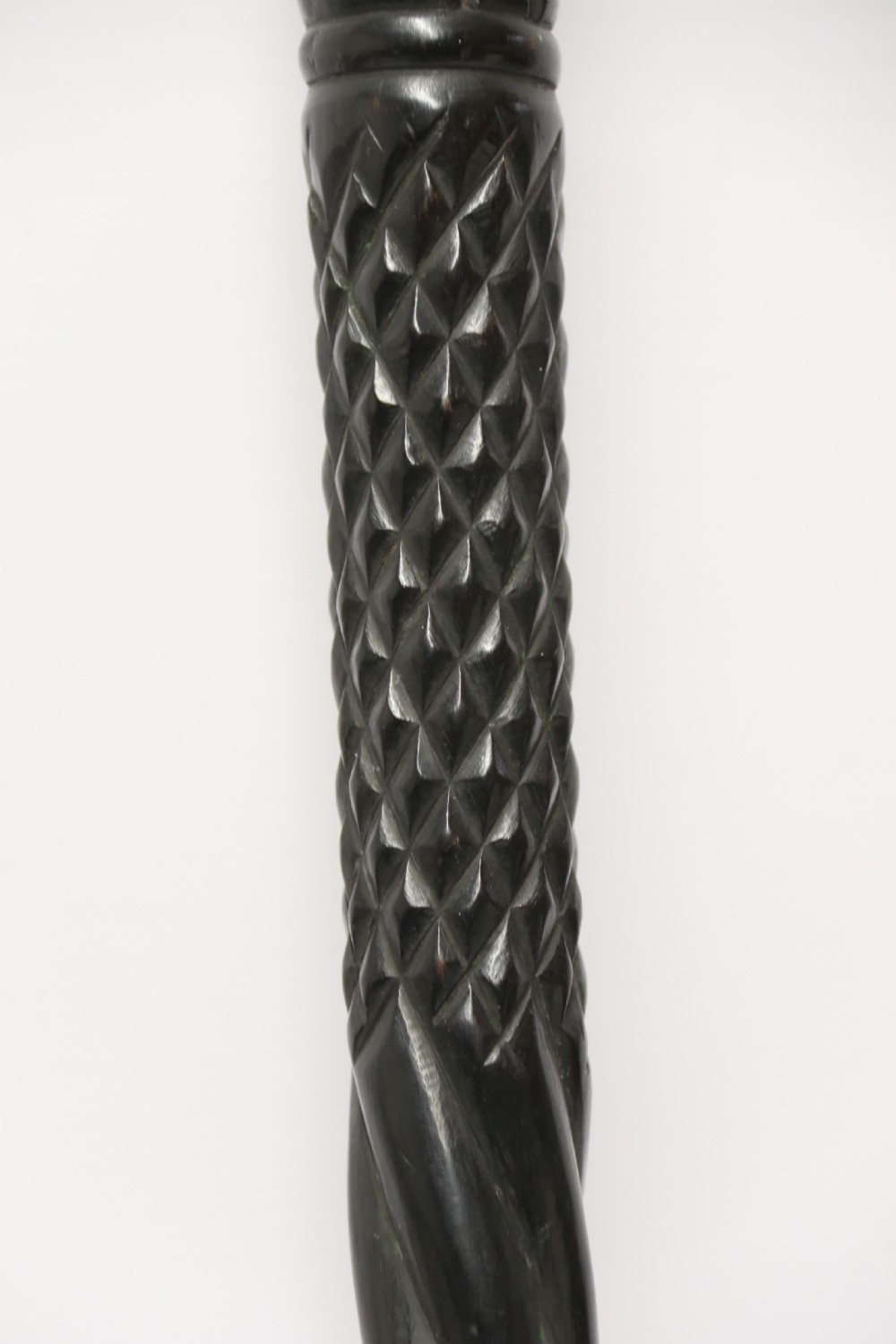A decorative Raj period Indian carved ebony walking stick View VII