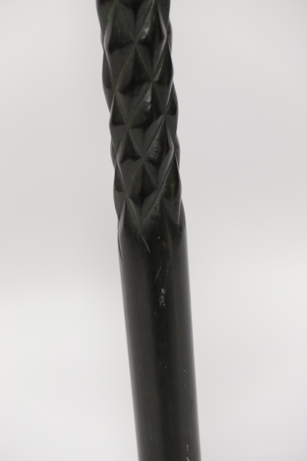 A decorative Raj period Indian carved ebony walking stick View VIII