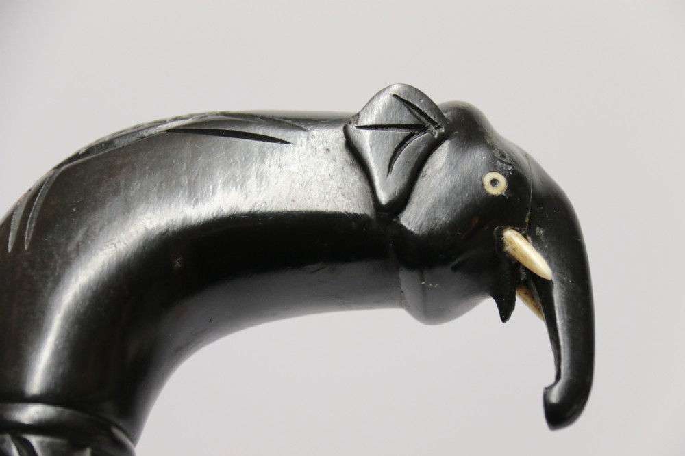 A decorative Raj period Indian carved ebony walking stick View XII