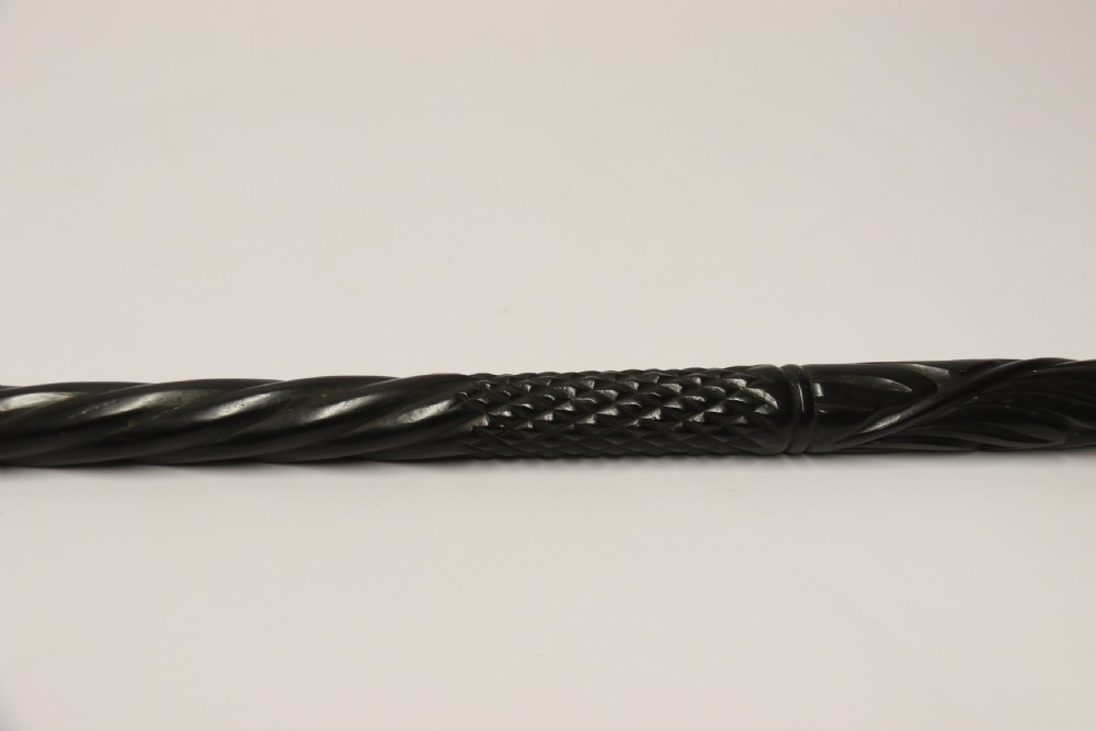 A decorative Raj period Indian carved ebony walking stick View XXI