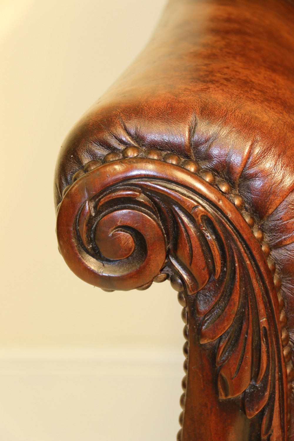 English Library Arm Chair, leather upholstered, Regency period View III