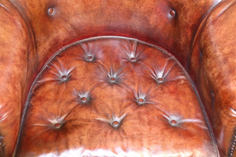English Library Arm Chair, leather upholstered, Regency period View VII