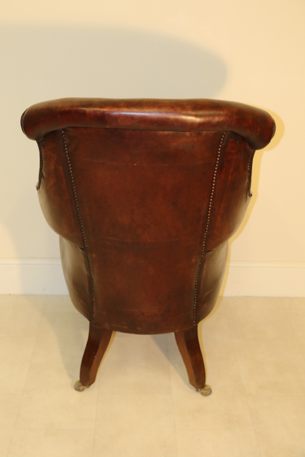 English Library Arm Chair, leather upholstered, Regency period View XI