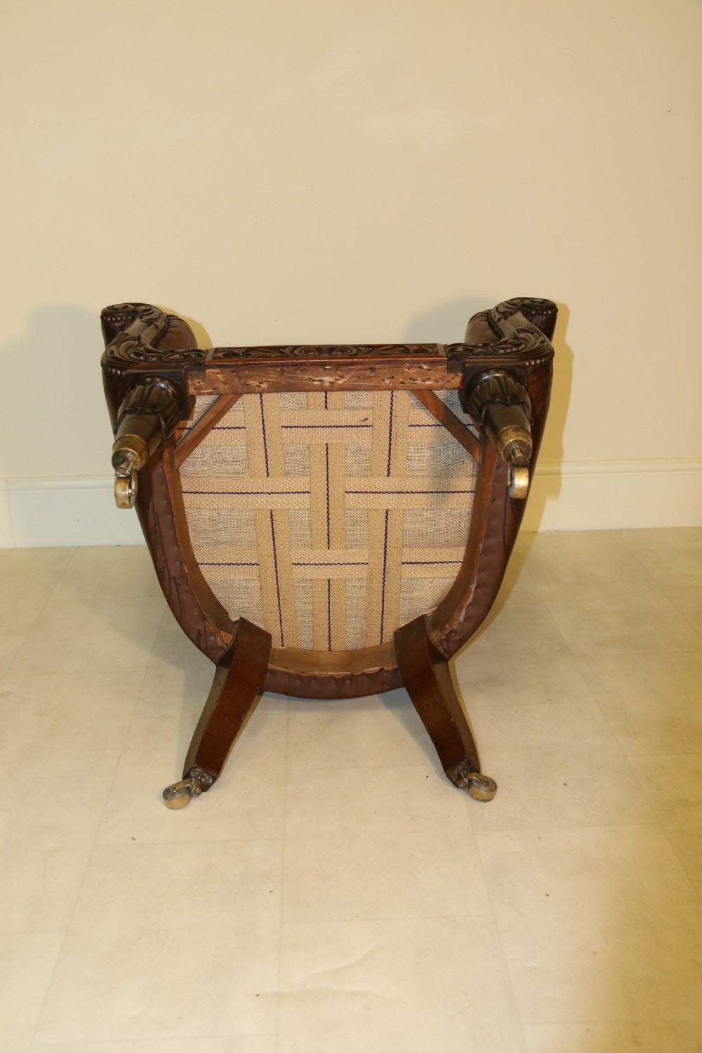 English Library Arm Chair, leather upholstered, Regency period View XIV