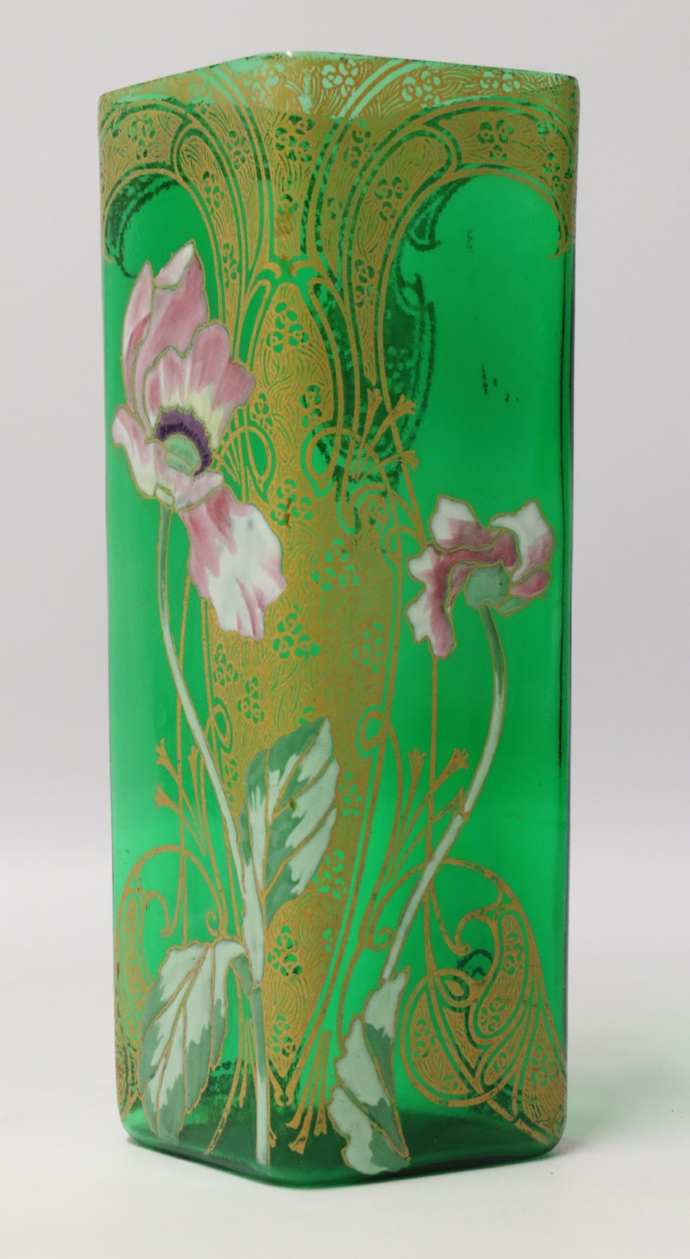 A late 19th C French enamelled glass Vase attributed to Legras 