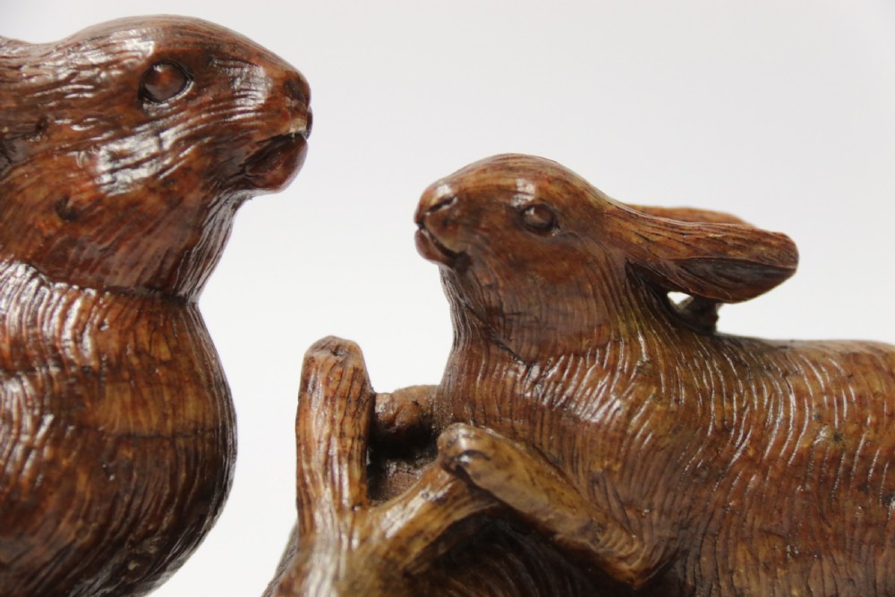 A 19th century Chinese carved soapstone Rabbit  group   View IX