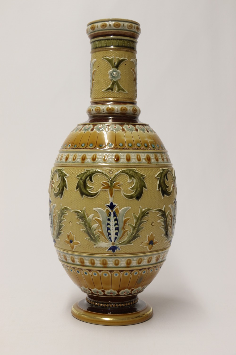 A superb pair of late 19th C German Mettlach Pottery vases View II
