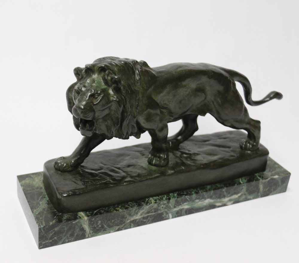 A late 19th C French bronze study of a Lion by Vidal