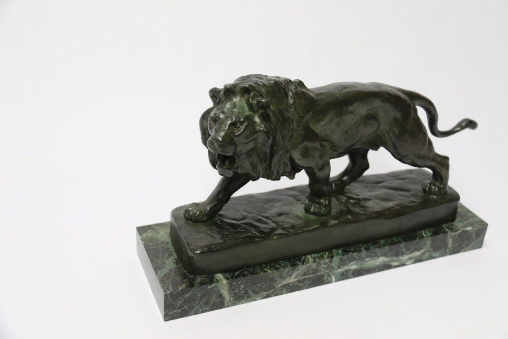 A late 19th C French bronze study of a Lion by Vidal View II