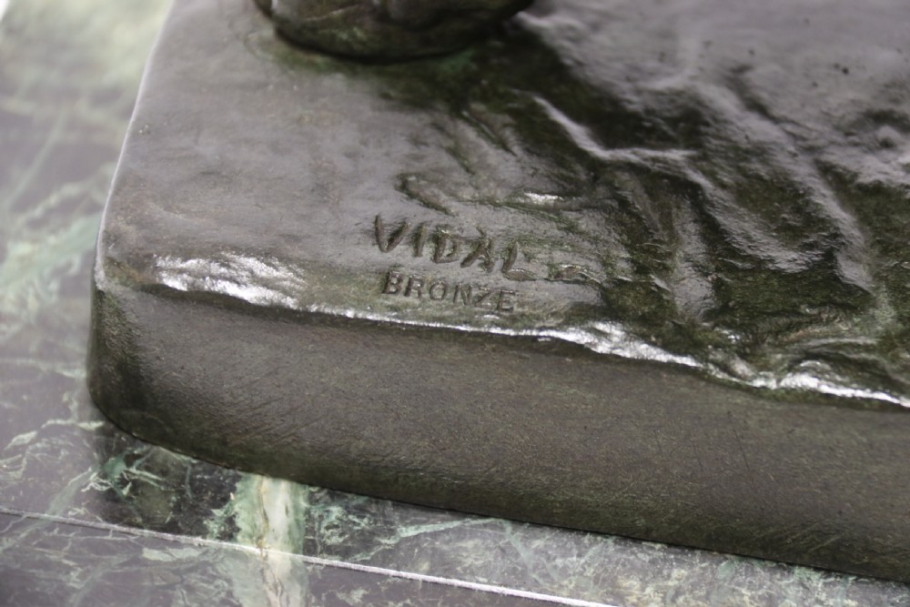 A late 19th C French bronze study of a Lion by Vidal View VIII
